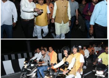 केंद्रीय रक्षा राज्य मंत्री  संजय सेठ ने  रात्रि में रातू रोड स्थित एलिवेटेड रोड का निरीक्षण किया !